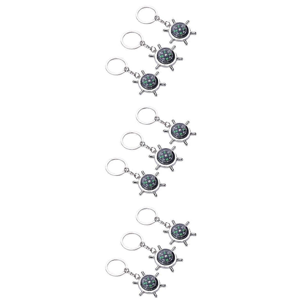 Creative Keychains Compass Key Ring for Home Use 9Pcs Pack