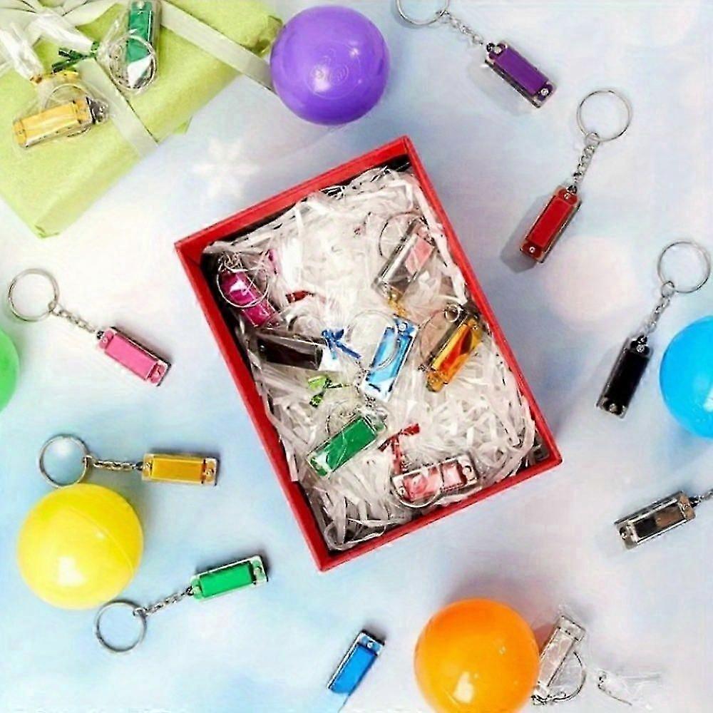 8pcs Mini Harmonica Keychains 4 Hole 8 Tone Random Color Playable