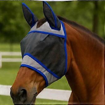 Masque anti-mouches pour chevaux avec protection UV, maille fine, compatible avec les masques anti-mouches, respirabilité ajustable.