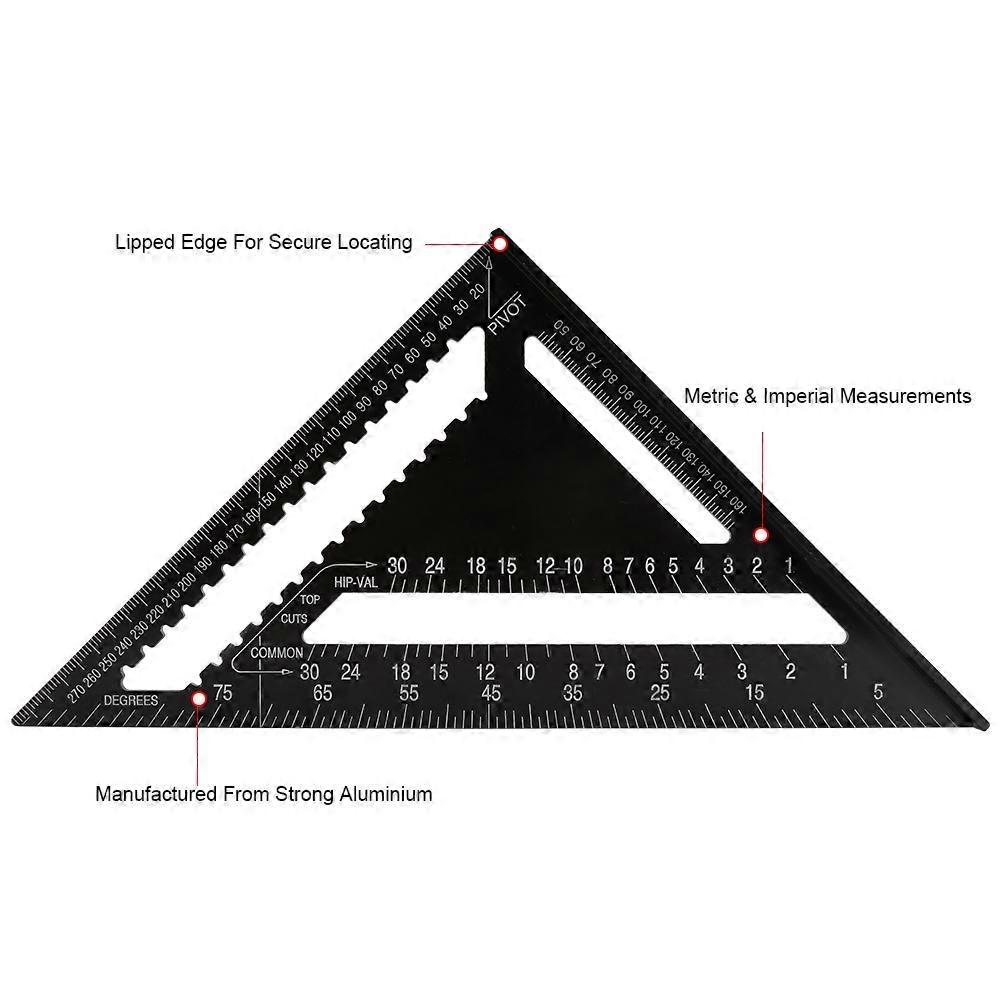 12 Inch Aluminum Alloy Triangle Shape Square Ruler Precision Engineer Carpenter Measuring Tool