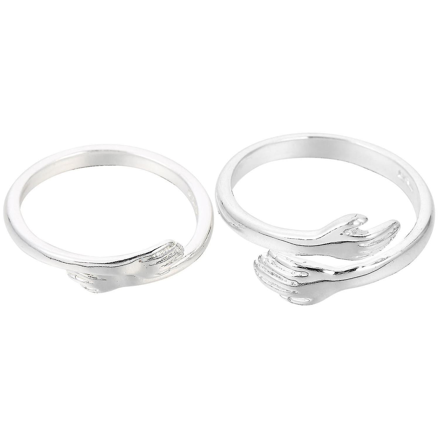 2pcs Chic Finger Rings à la mode Bagues en argent Élégant Hug Style Bijoux