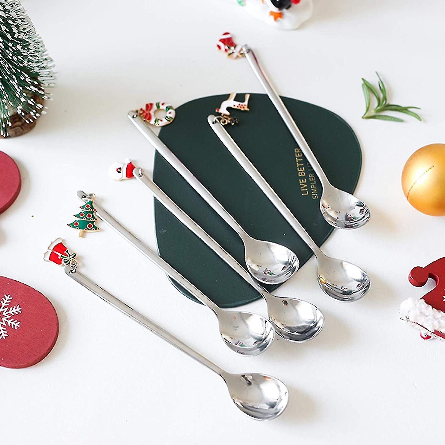 6 Pieces Mini Christmas Spoons Set (silver)