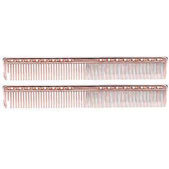 2pcs Professioneller Edelstahl-Haarschnittkamm Salon Friseurkamm Styling-ToolRoségold