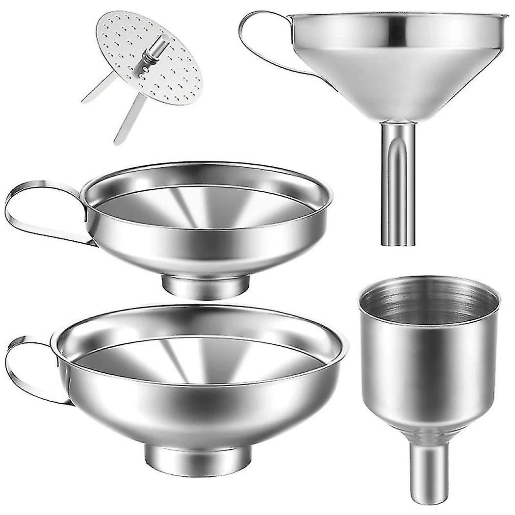 4 Pack Stainless Steel Kitchen Funnel Is Compatible Transferring Liquid