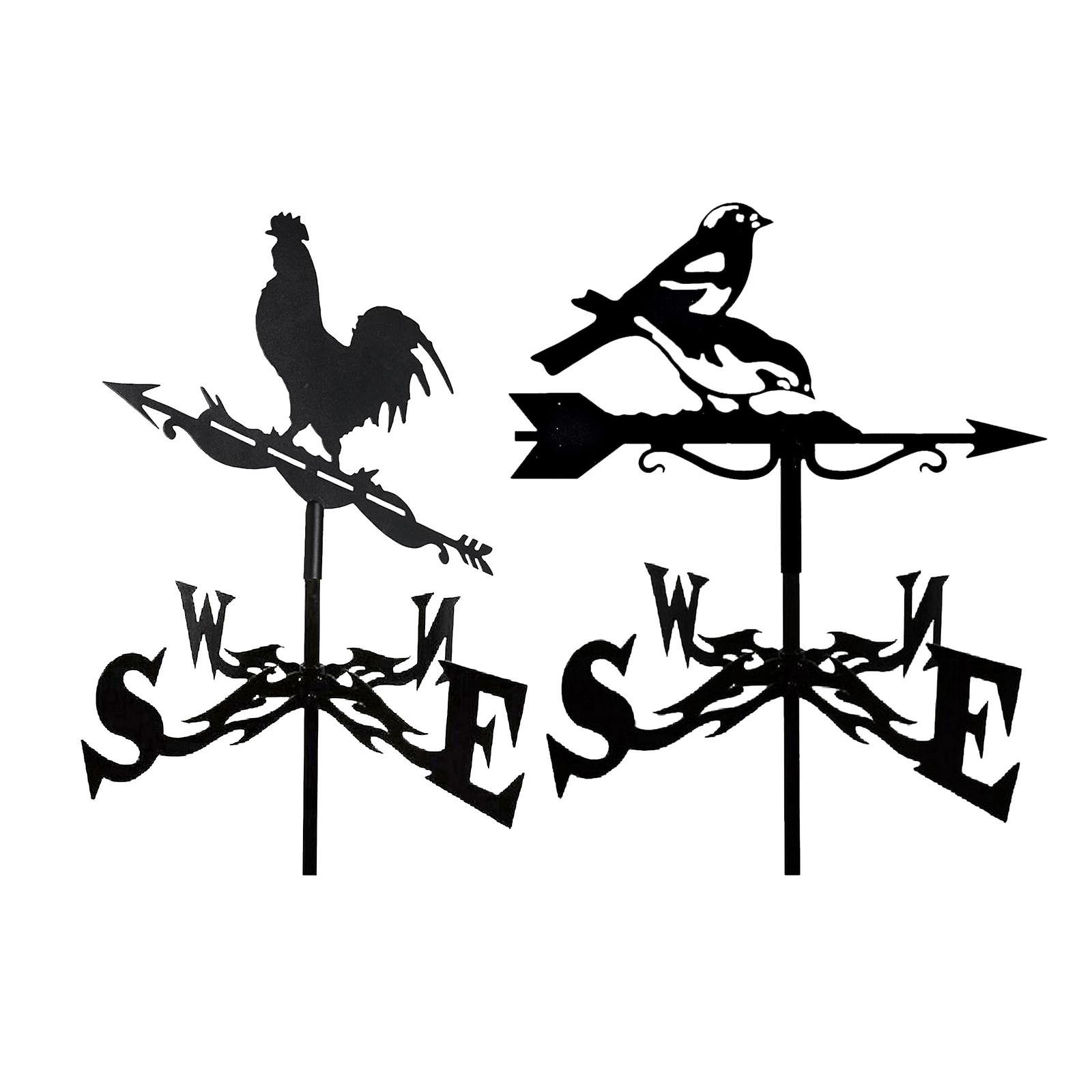 Retro Metal Weathervane Weather Vane Wind Direction Indicator 2 Pieces