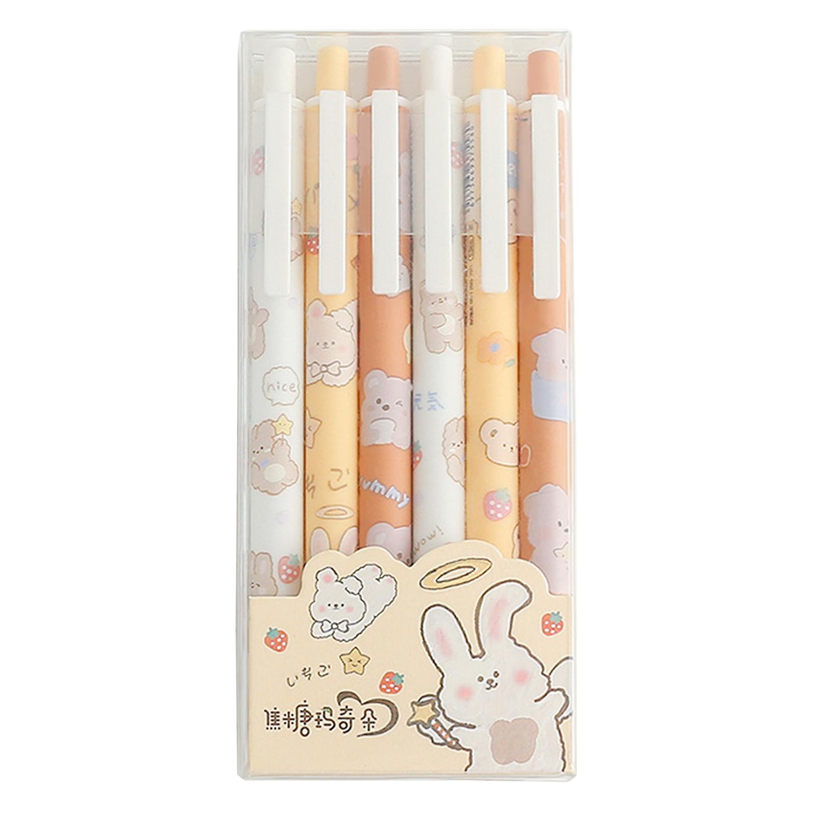 6 Pcs Retractable Gel Pens Set Large Ink Volume 0.5mm Bullet Point for Students