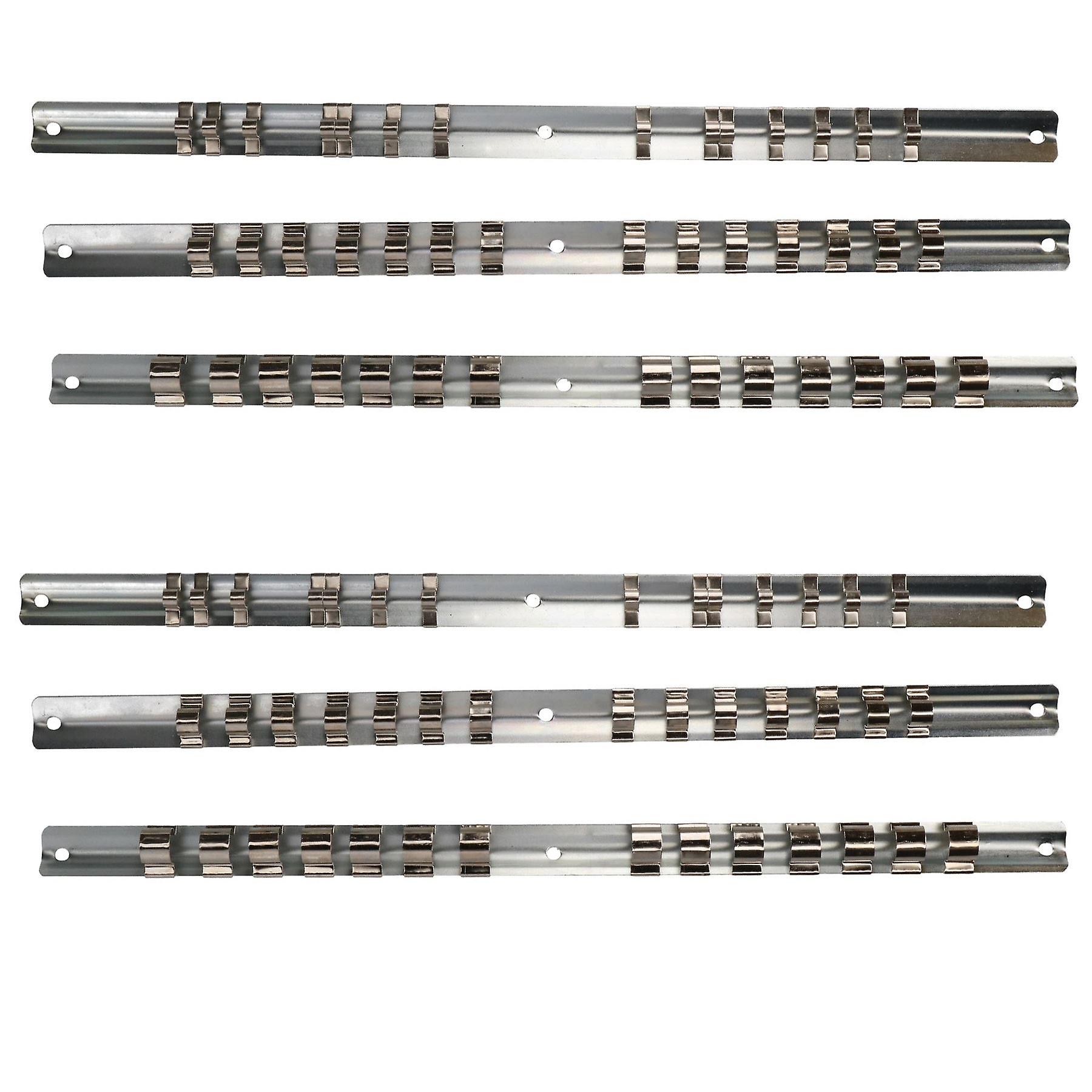 6pc Socket Storage Holder Organiser Rails For 1/4, 3/8 and 1/2 Sockets 84 Clips