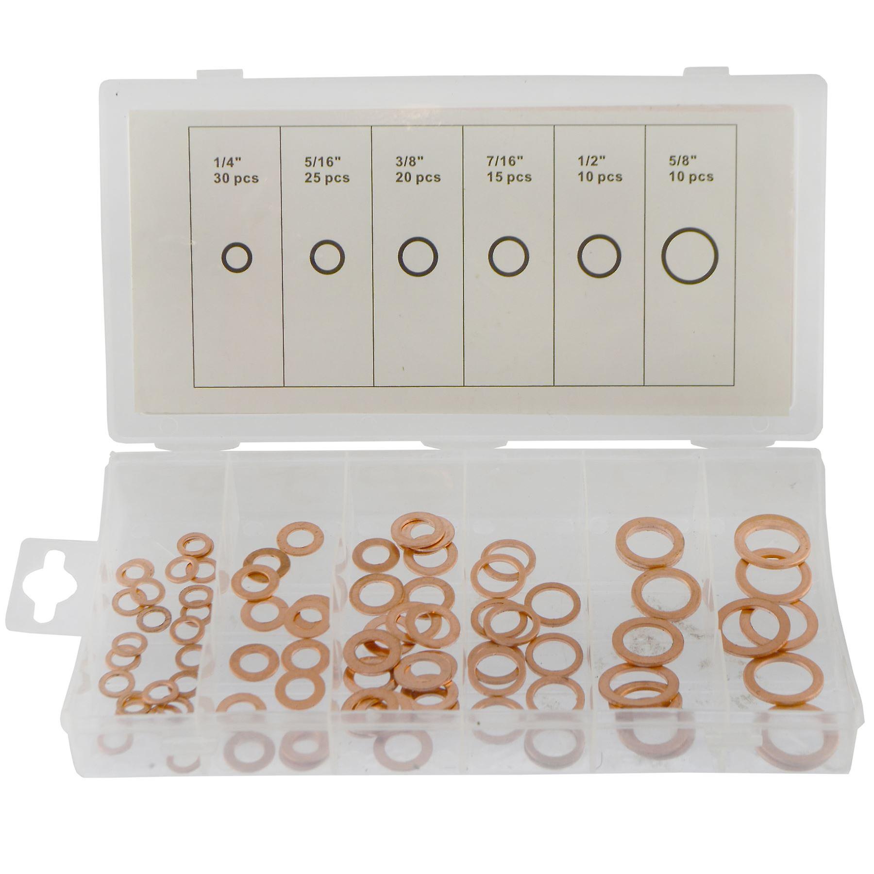 110pc Solid Copper Washer Kit Assortment 1/4" - 5/8" Imperial Sizes
