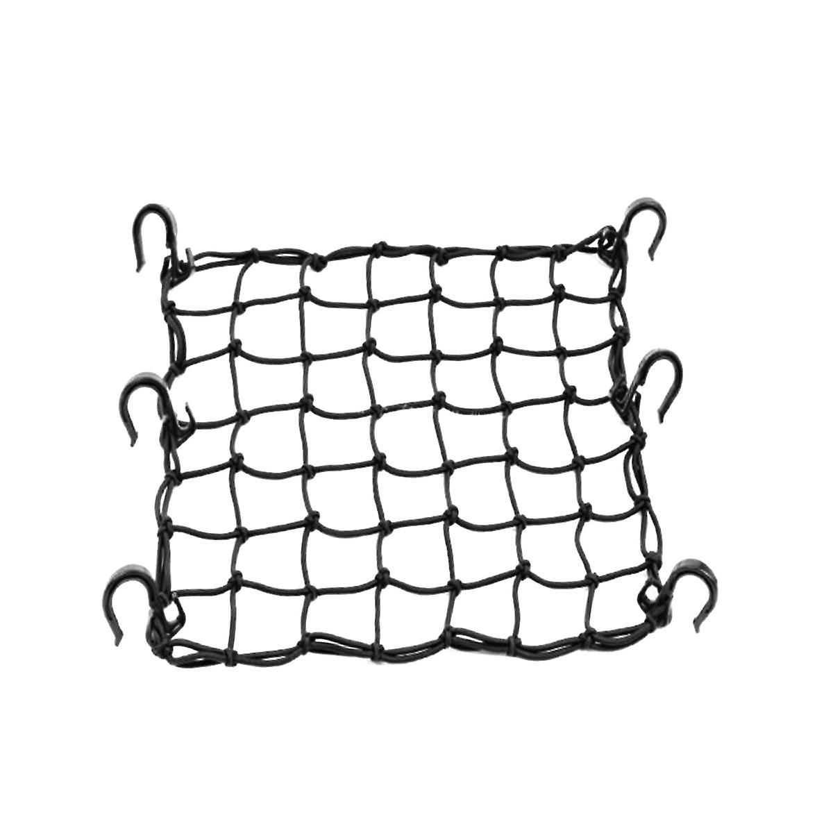Motorcycle Bicycle Cargo Net Featuring 6 Adjustable Hooks and Tight Mesh Black