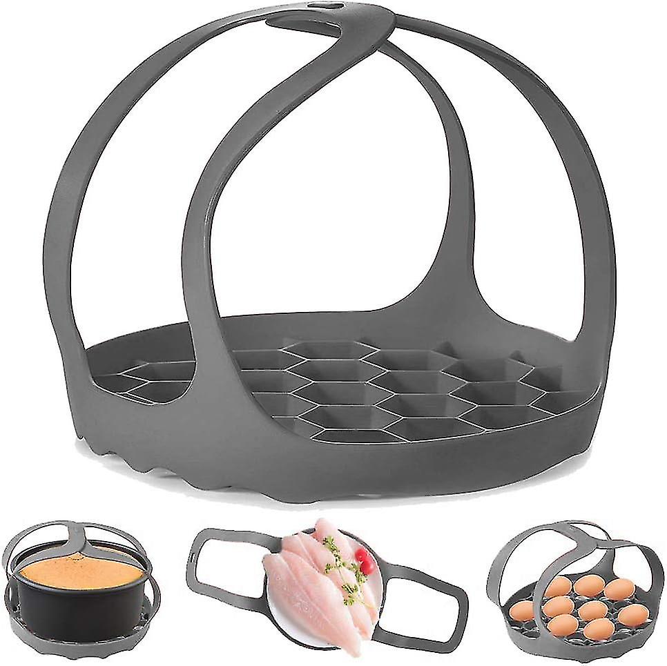 Multi-function Cooker Anti-scalding Bakeware Lifter Steamer Rackbpa-free Silicone Egg Steamer Rack(gray)
