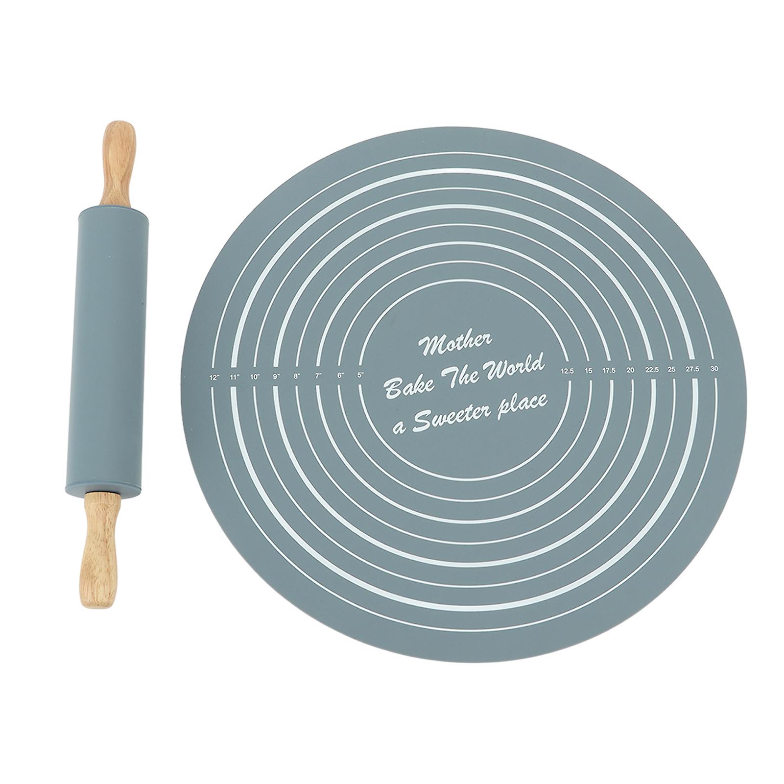 Silicone Rolling Pin, Large Kneading Mat, Kitchen Baking Tool, Gray