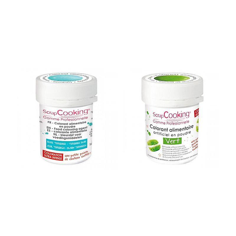 2 powdered food colorings - turquoise-green