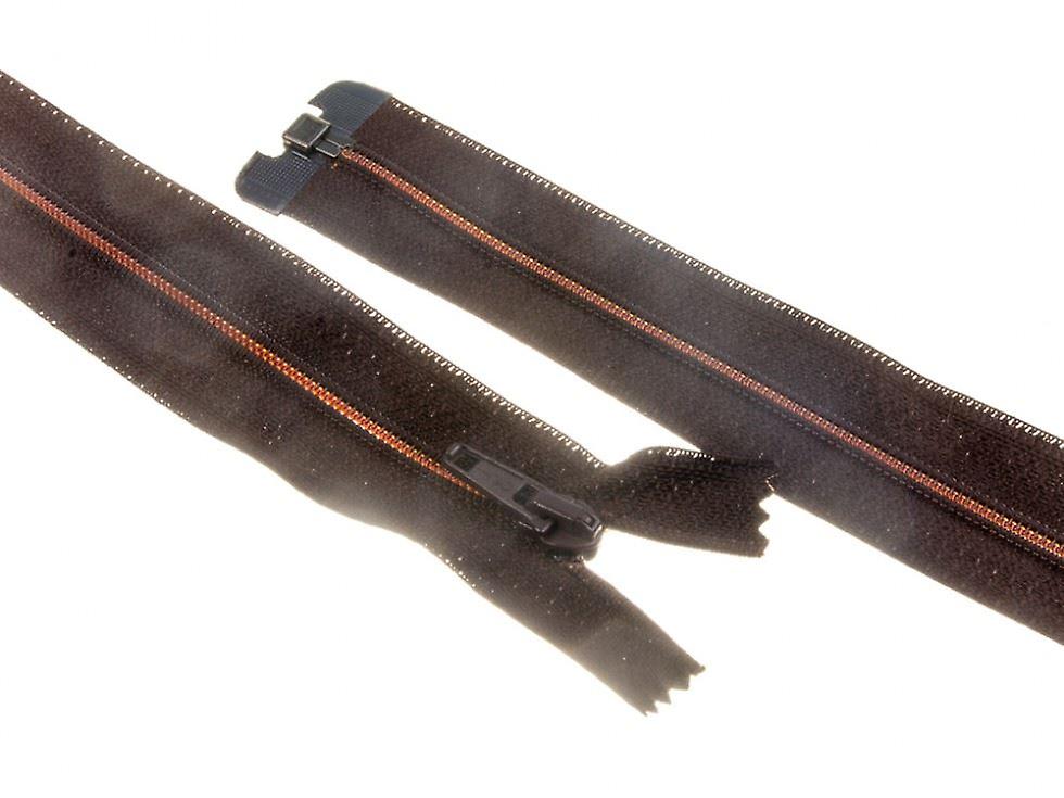 Minerva Nylon Open End Coat Zips Brown - 40 cm - each
