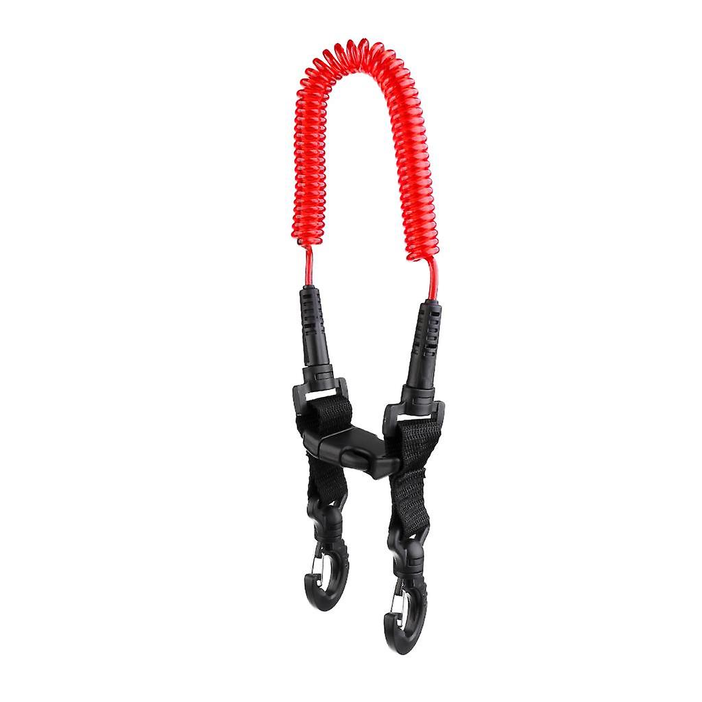 Scuba Diving Coil Camera Lanyard With Clips & Quick Release Buckle Blue