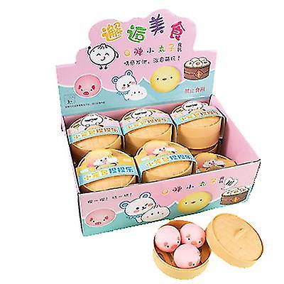 2Pcs Piggy Pink Simulation Bread Steamer Toy Mini Simulation Food Decoration Decompression Piglet Chick Az12394