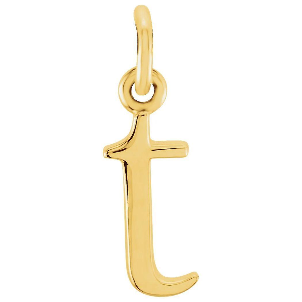 14k Yellow Gold Letter Name Personalized Monogram Initial T 14.4x3.2mm Polished Lowercase Initial Pendant Necklace-Penda