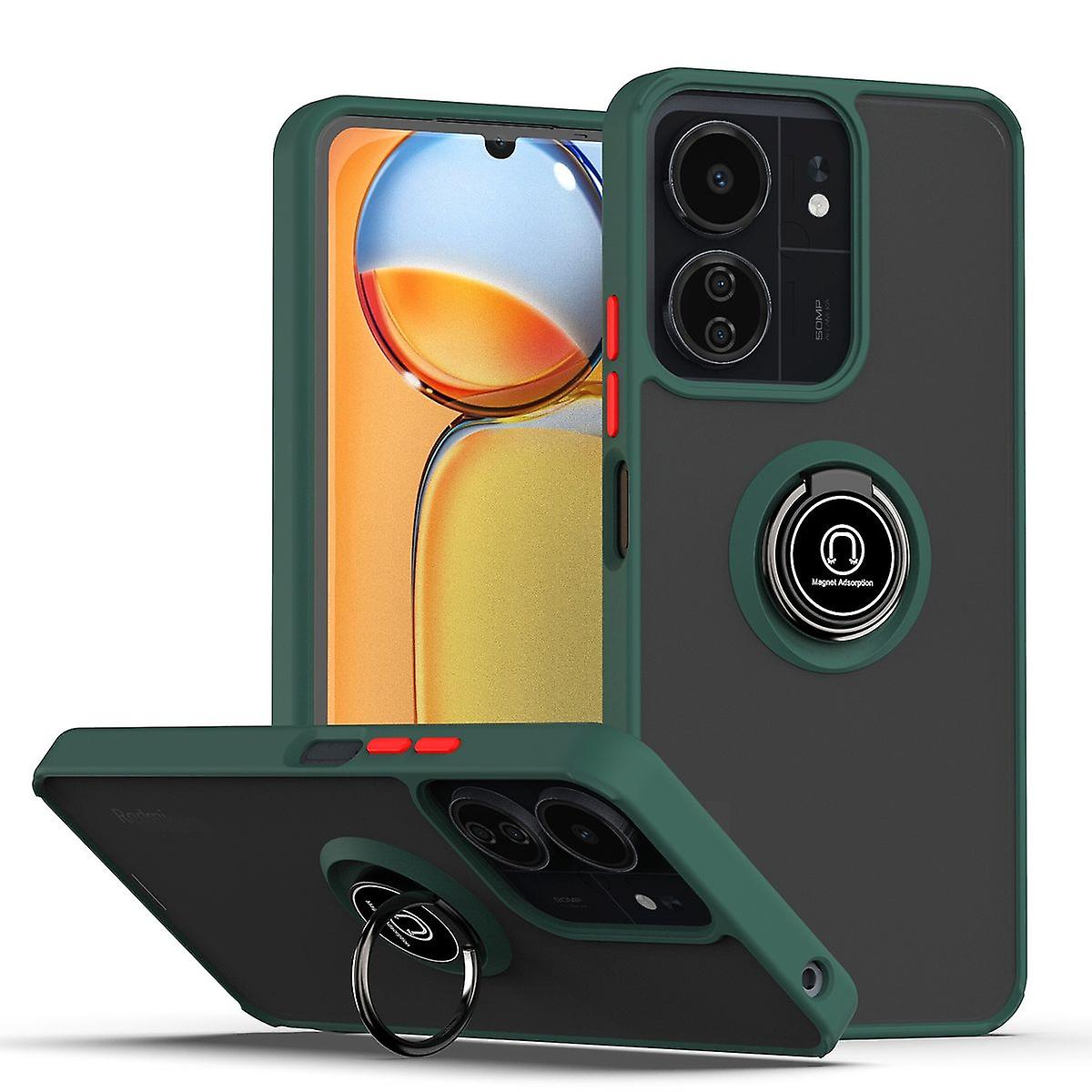 For Xiaomi Redmi 13C Design TPU / PC Mobile Phone Case Cover + Ring Green / Red