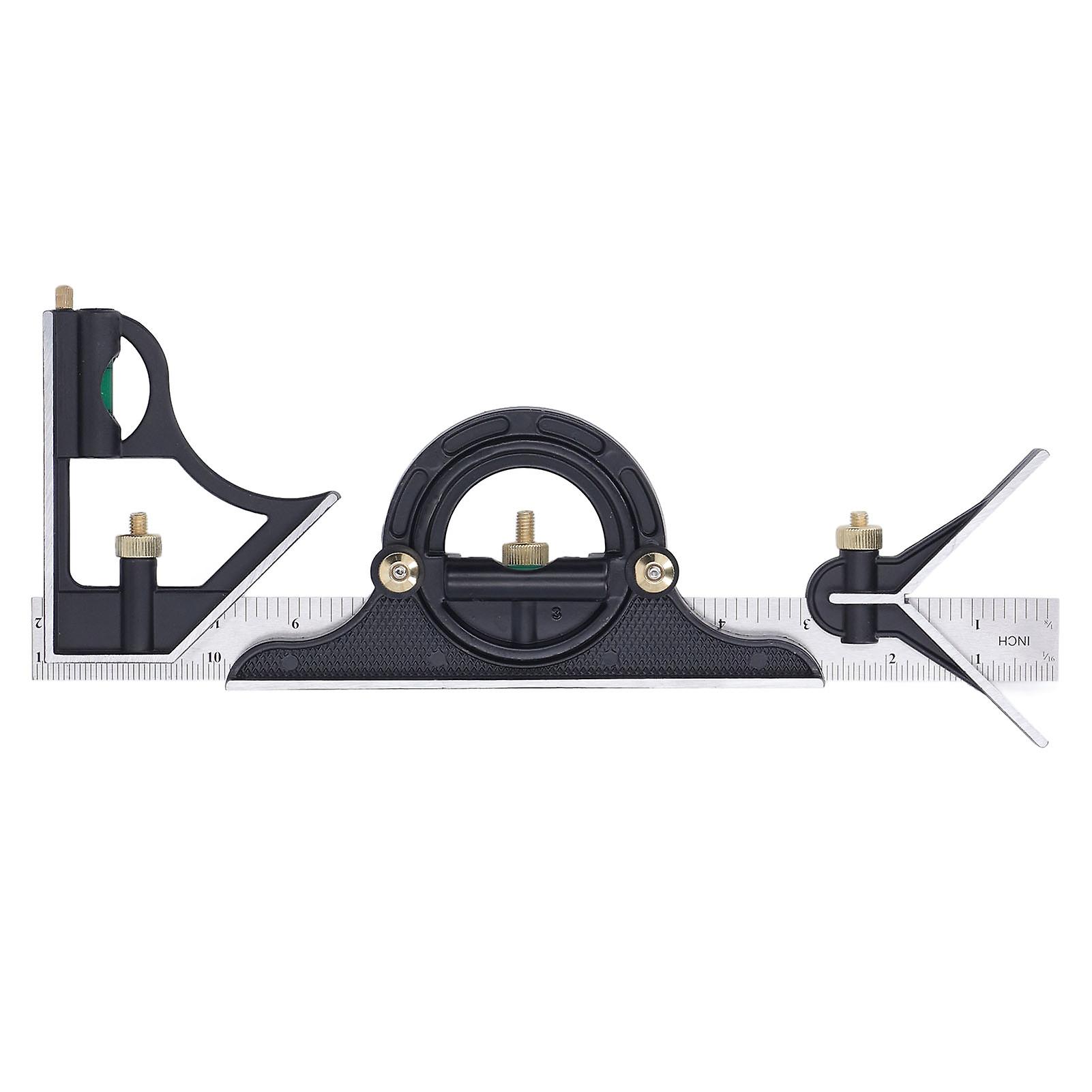 Uadme Combination Gauge, Scriber Ruler, 300MM Combination Square Length Depth Angle Measuring Ruler Stainless Steel Multifunctional Gauge