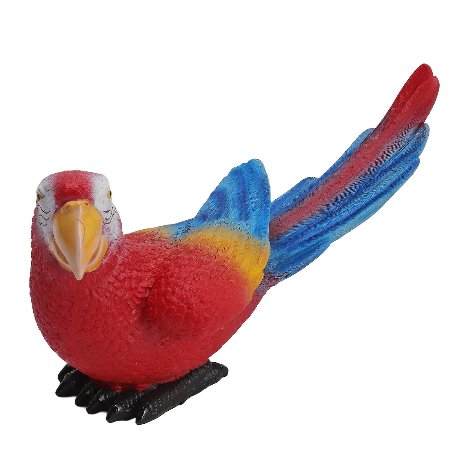 Parrot Sculpture Ornament Waterproof Lifelike Synthetic Resin Decorative Bird Statue for Garden Courtyard Balcony Red Macaw On The Right