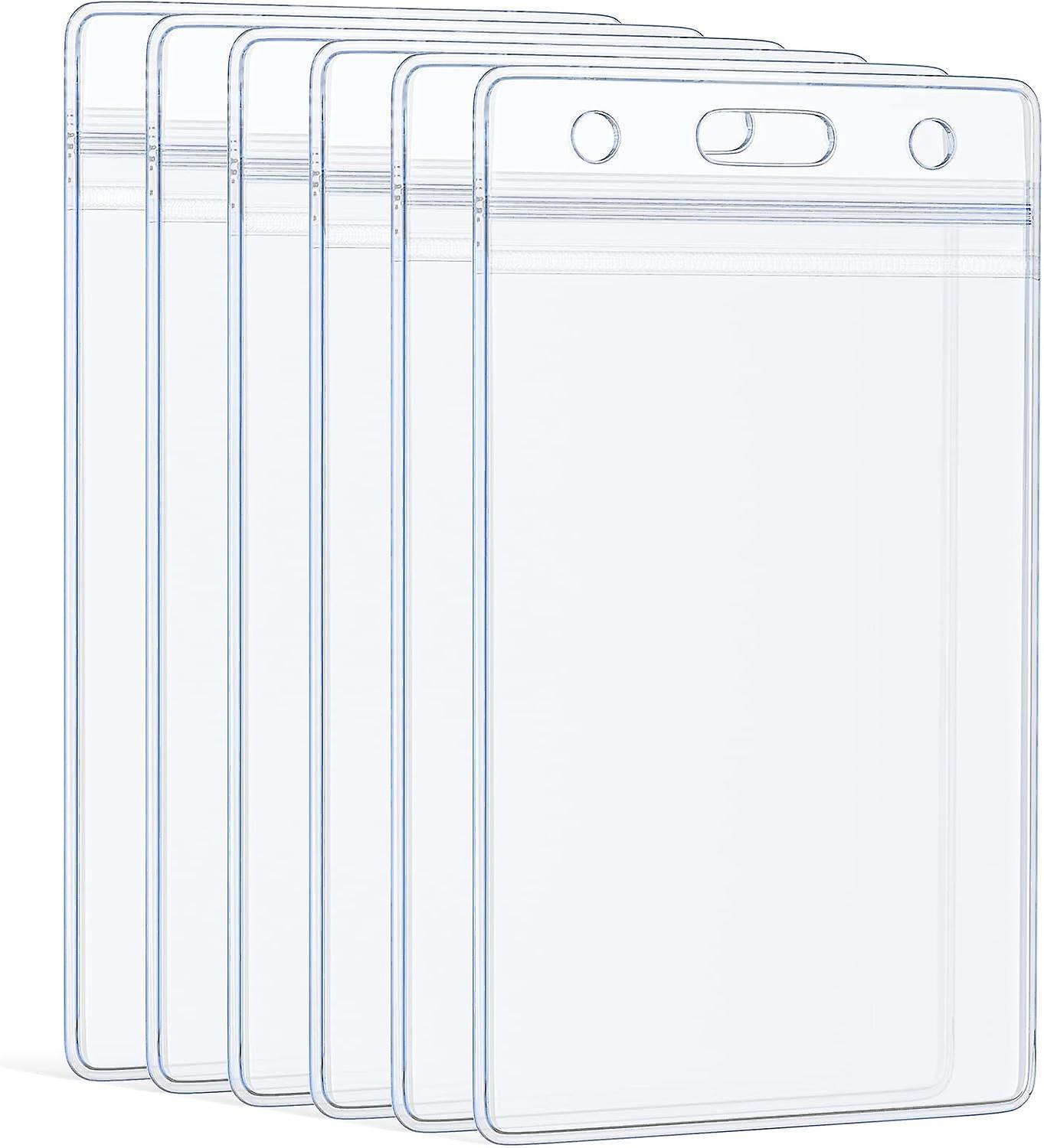 6 Pack ID Card Holder Vertical Waterproof Transparent ID Card Hol
