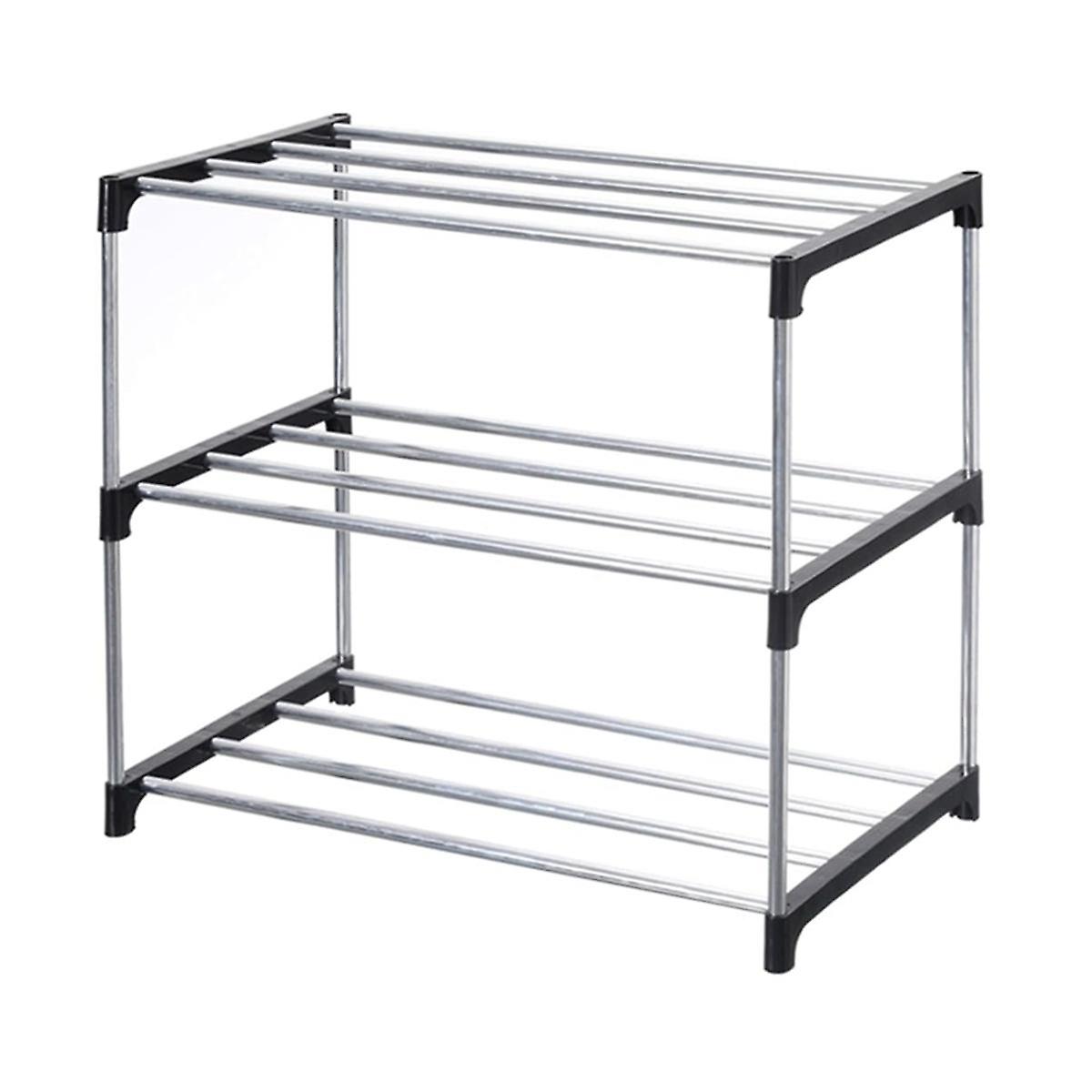 Stackable Small Shoe Rack, Entryway, Hallway and Closet Space Saving Storage and Organization (3-Ti
