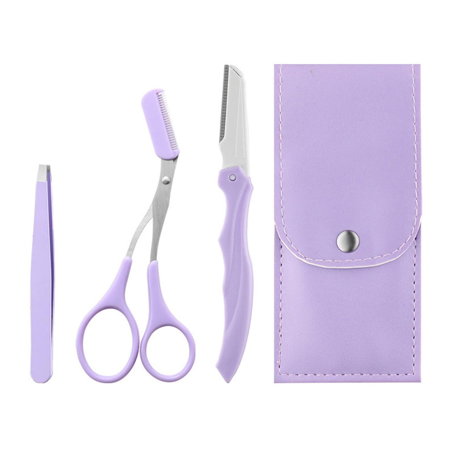 1 Set Eyebrow Shaver Set Sharp Non-scratching Pain Reduction Eyebrow Trimmer Scissors with Comb