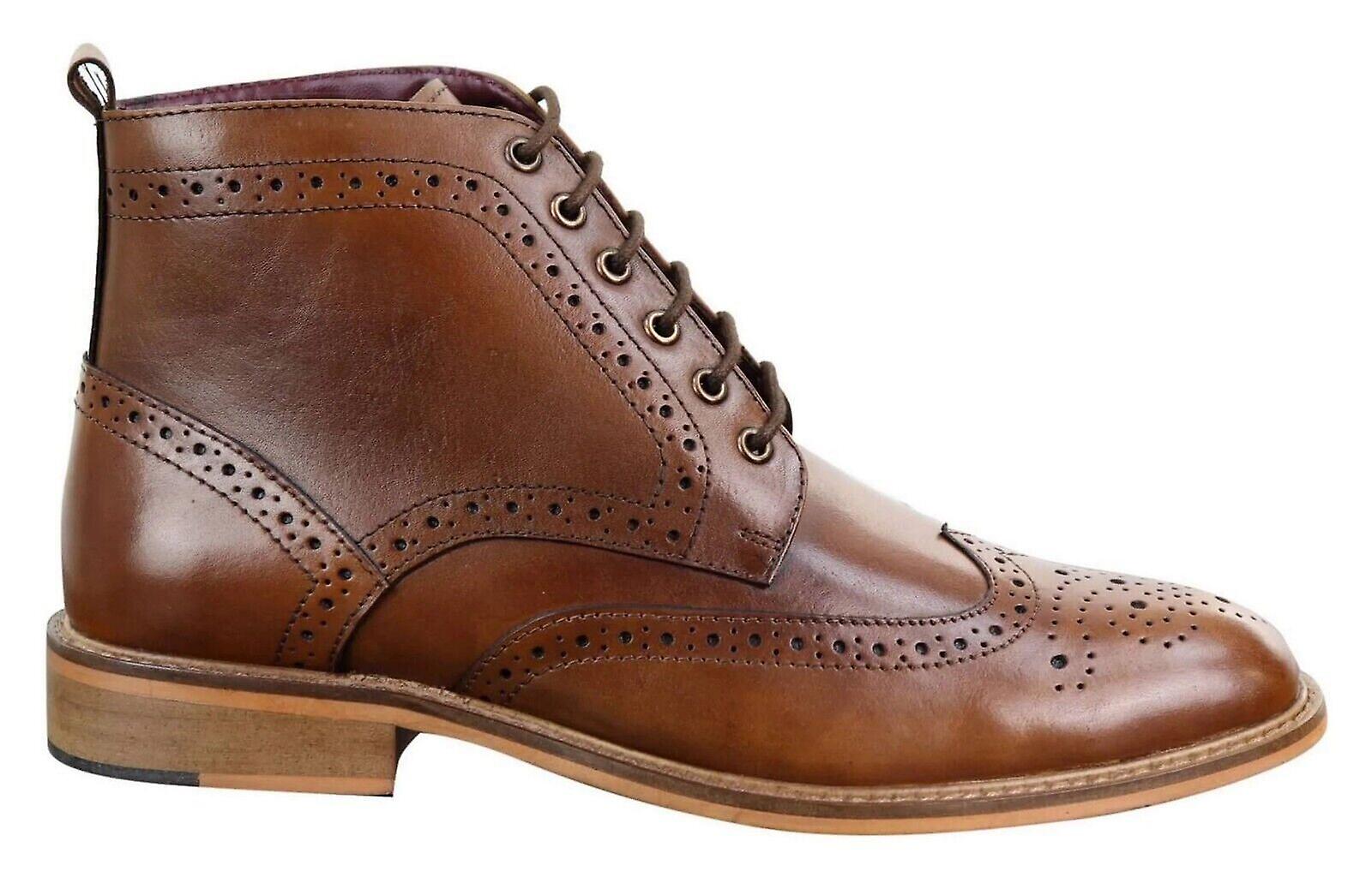 Classic Brown Leather Brogue Boots Military Brogue med brown painted full grain - Animas Code main image 4