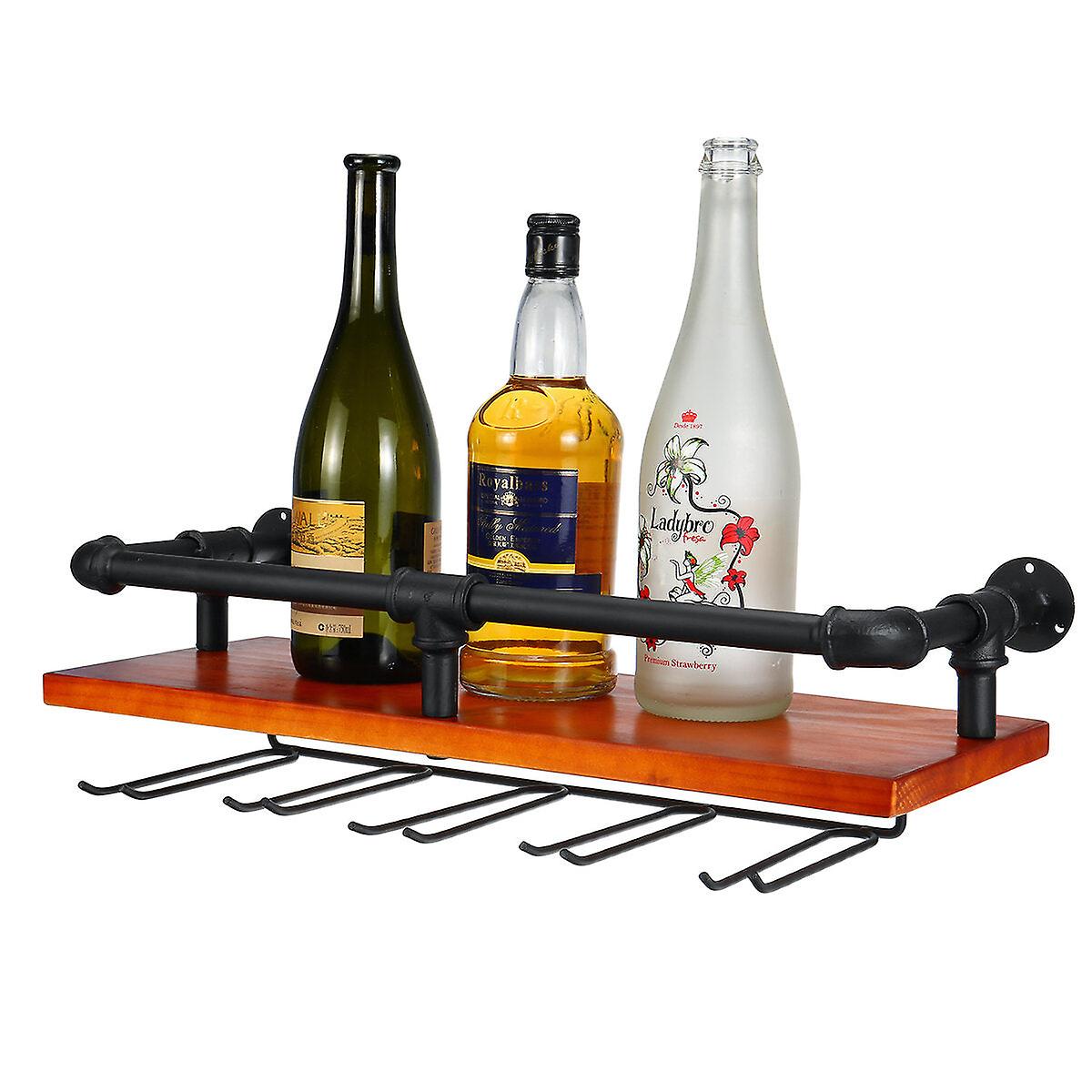 Wall Mounted Wood Rack Goblet Stemware Storage Organizer Rack For Home Kitchen Storage Tool