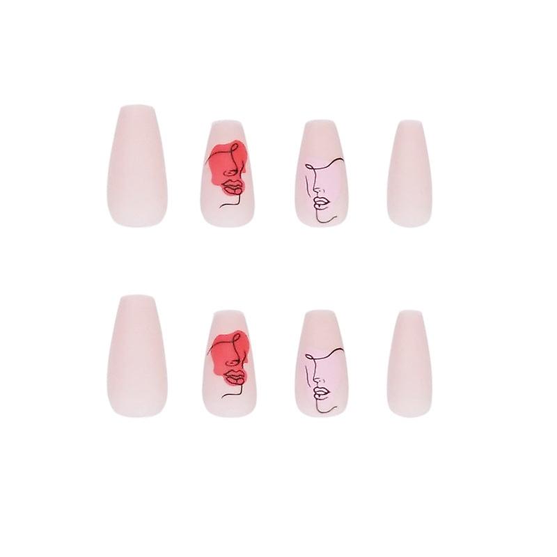 偽の爪のヒント偽の人工アートDIYフィンガーカバー抽象的な顔シリーズ落書きカラーブロックアートラインNo227