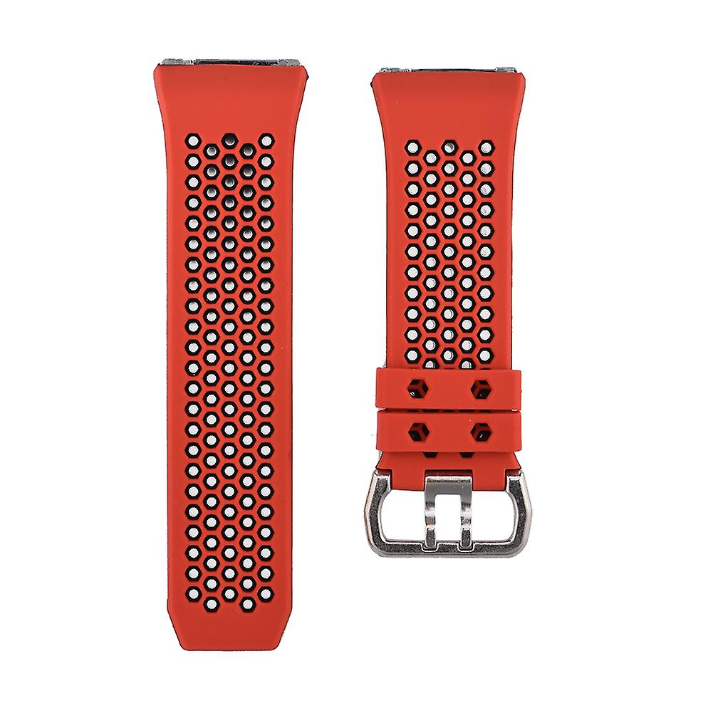 Fitbit Ionic Large Silicone Sport Strap - Black & Red, Comfortable & Durable Replacement