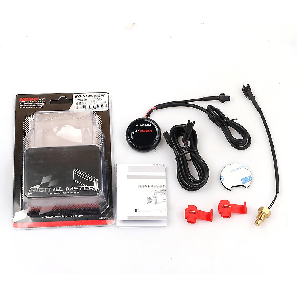 1 Set Motorcycle Round Water Temp Meter Digital Display Thermometer Water Temperature Gauge Instrument Dropshipping