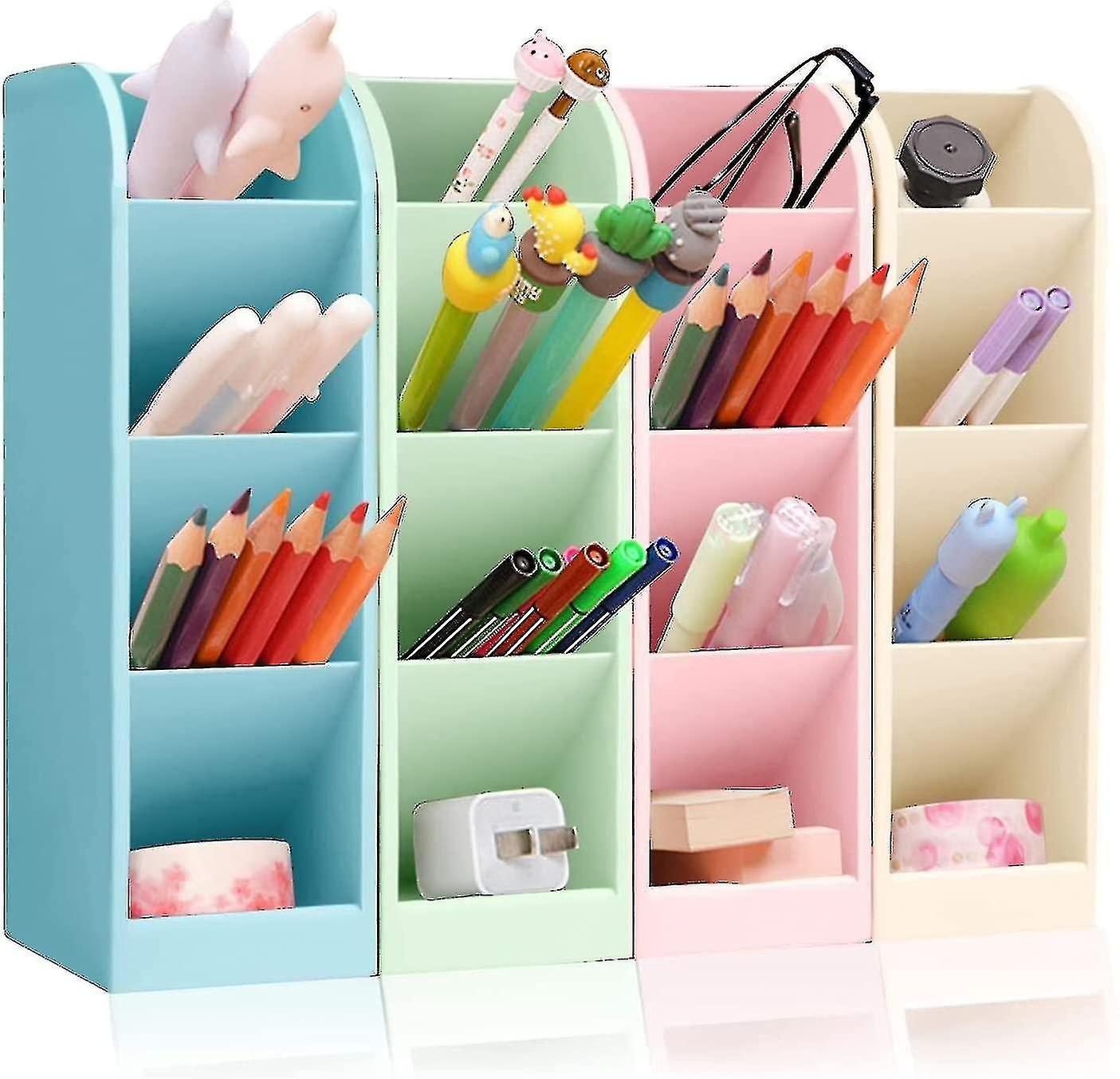 Pen storage box, 4 pieces four-color pen storage box, pen storage box suitable for office, school, h