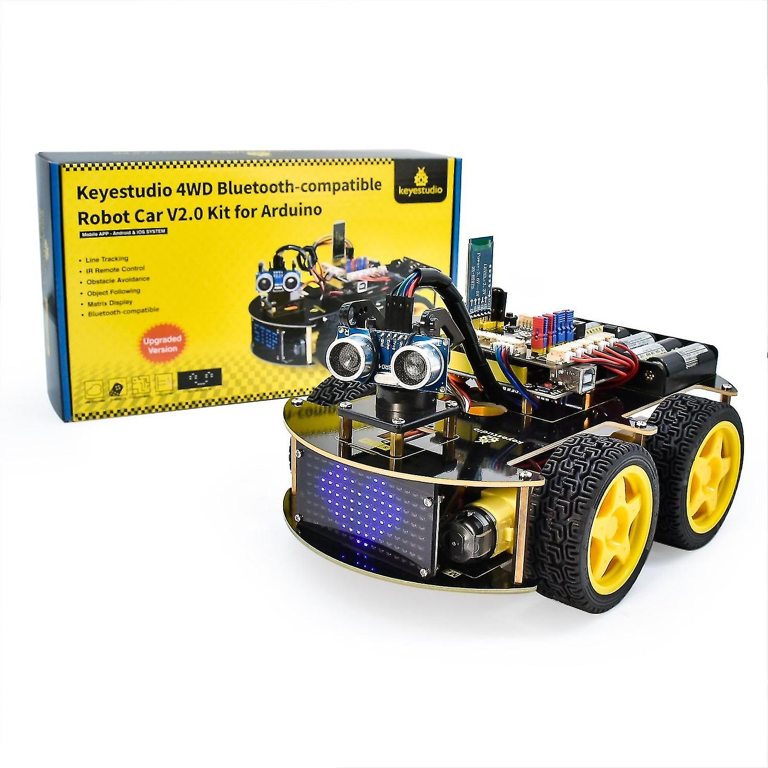 Keyestudio 4wd Multi Bt smart car for Arduino kit robot upgrade version V2.0 with LED display for ed