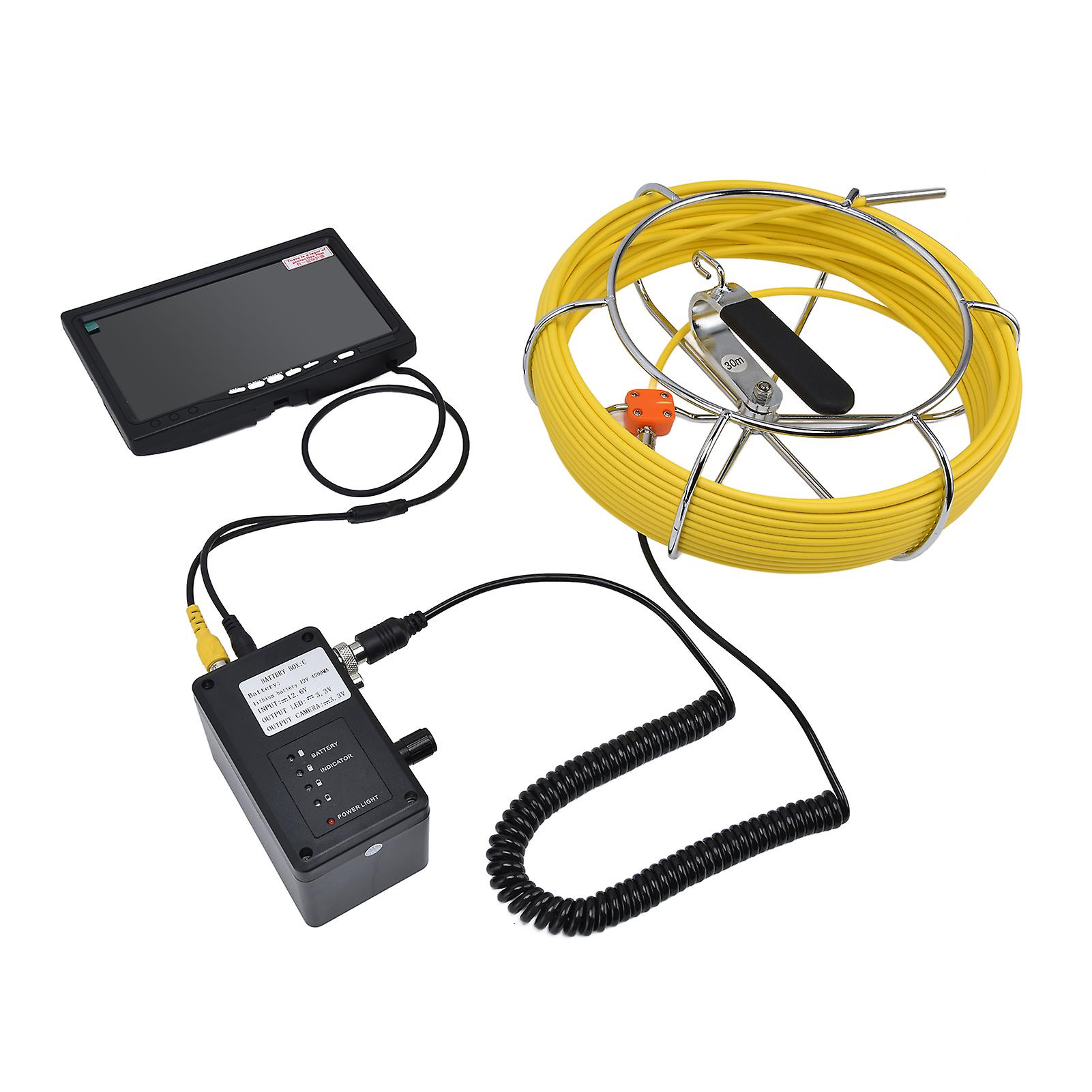 7in 6.5mm Pipeline Endoscope Set Inspection Camera Video Endoscope Water Pipe Borescope 100‑240VAU Plug 30m / 98.4ft