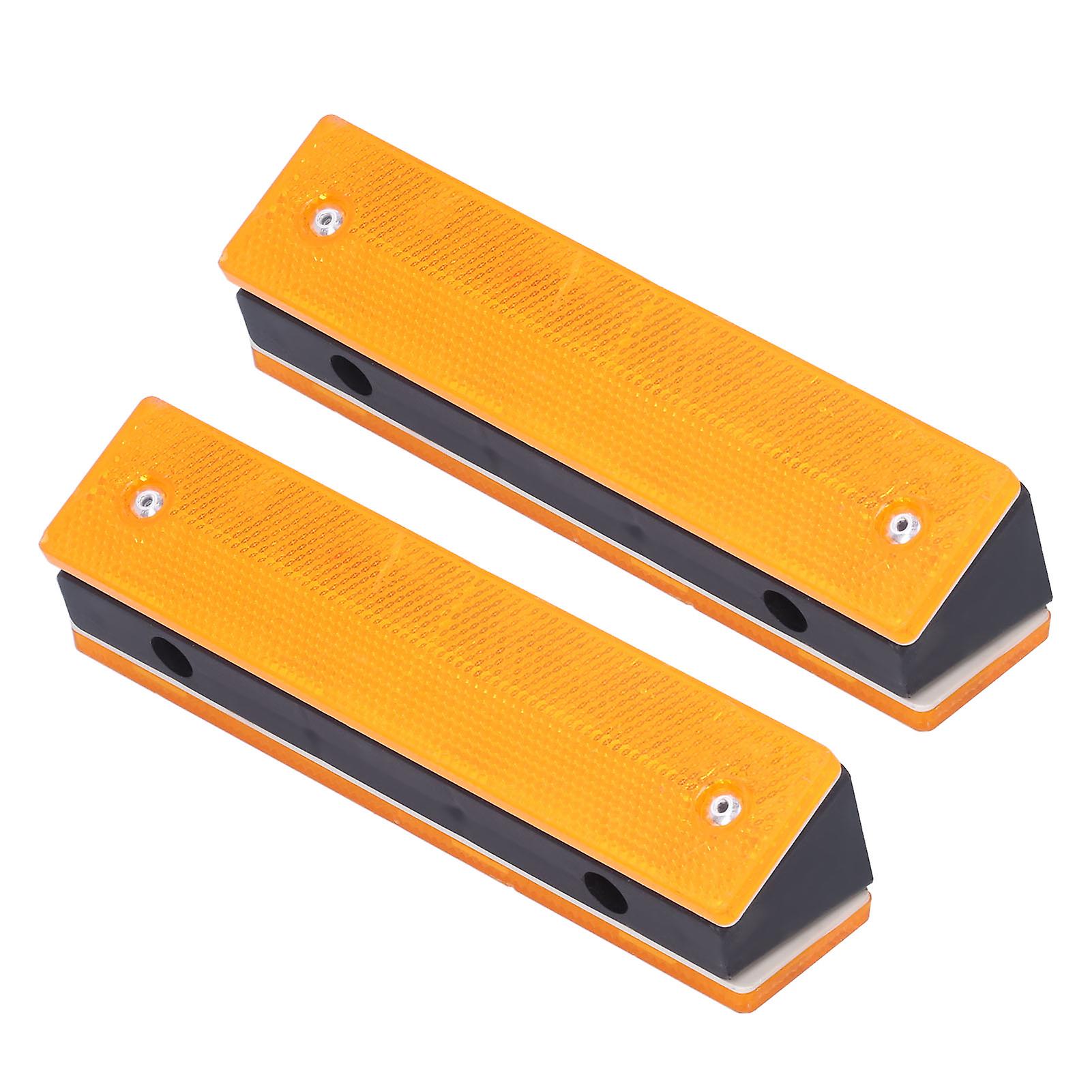2PCS Rectangle Reflective Sign Road Stud Marker for Highway Traffic Warning Facilities(YellowYellow )