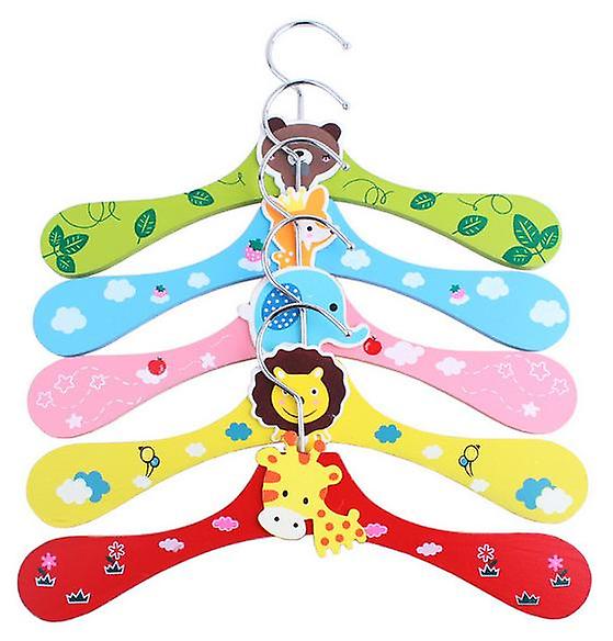 5pcs ξύλινα κρεμάστρες ρούχων σκυλιά γάτες κρεμάστρες κινούμενα σχέδια μικρή κρεμάστρα παλτό (τυχαίο χρώμα)