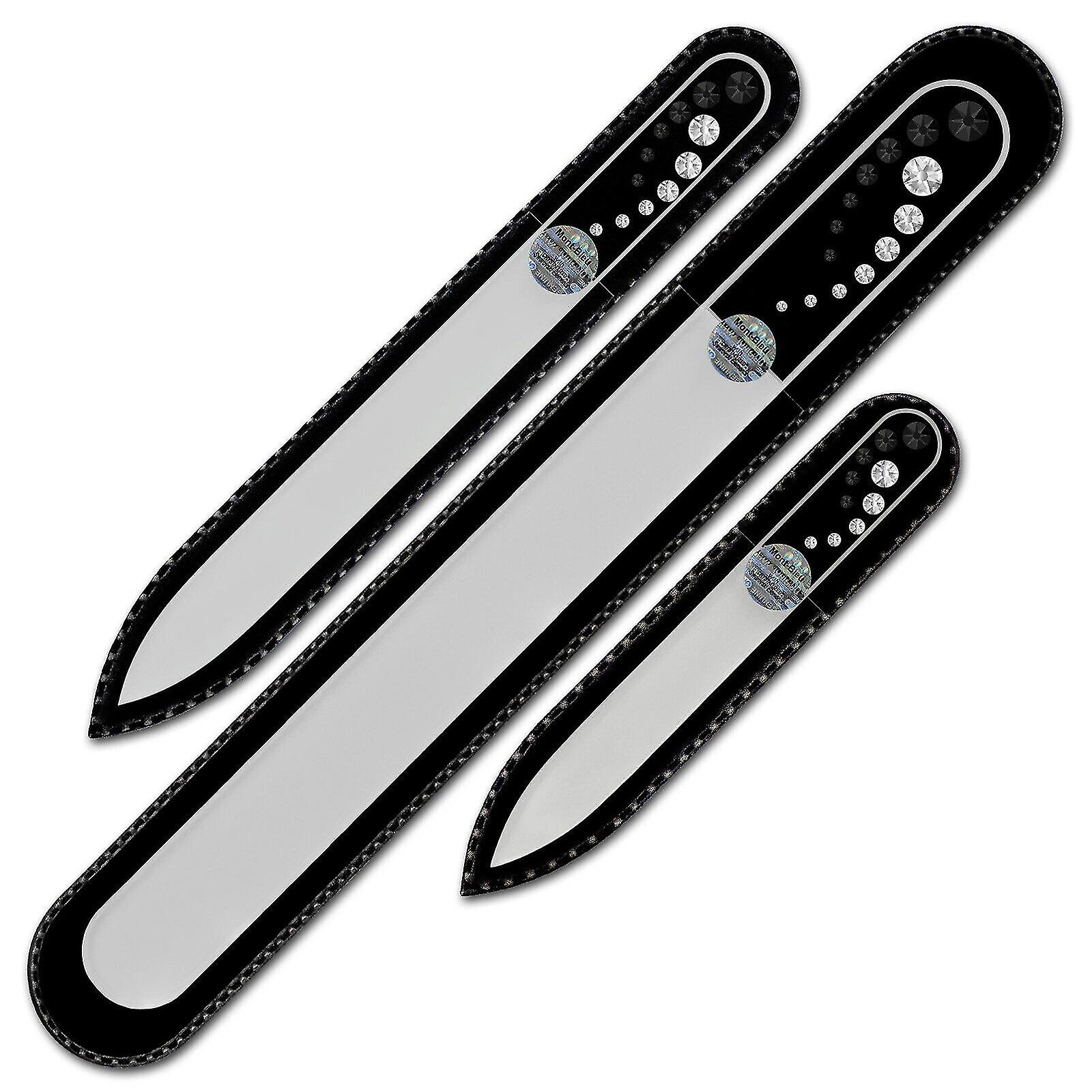 3-teiliges Nail File Set mit Kristallen für Damen CO-BMS - Jet - Crystal