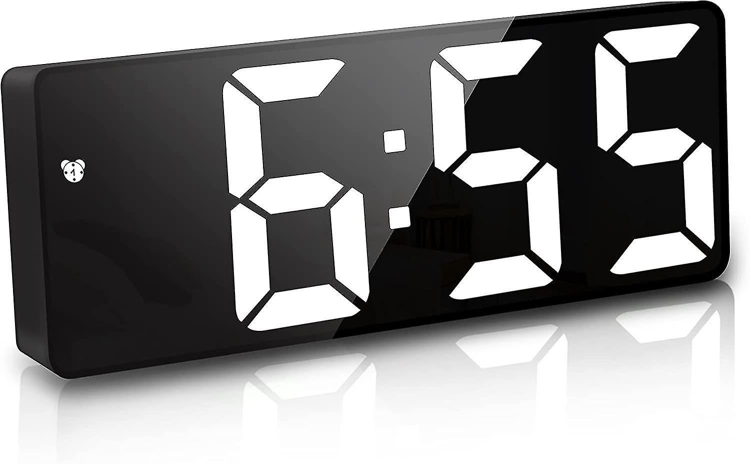Digital alarm clock mirror bedside alarm clock with temperature, date and time large digital display
