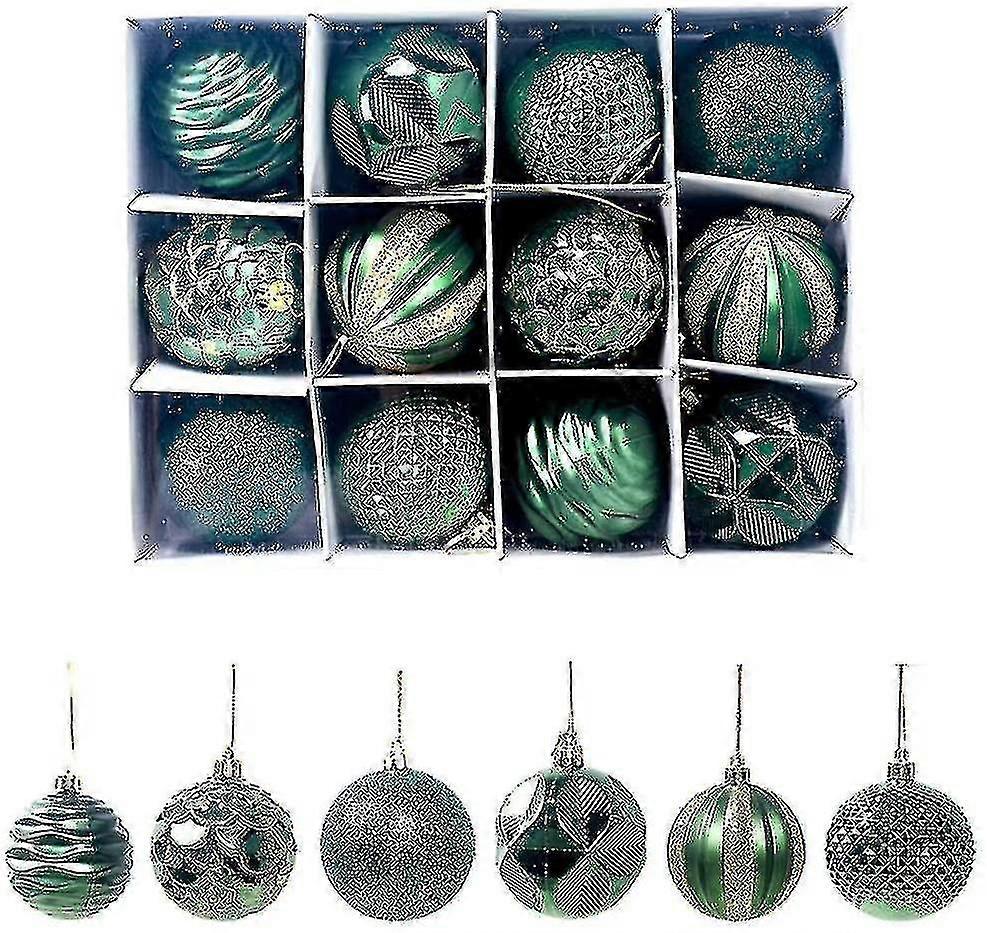 12 Pcs Glitter Christmas Tree Balls Pack
