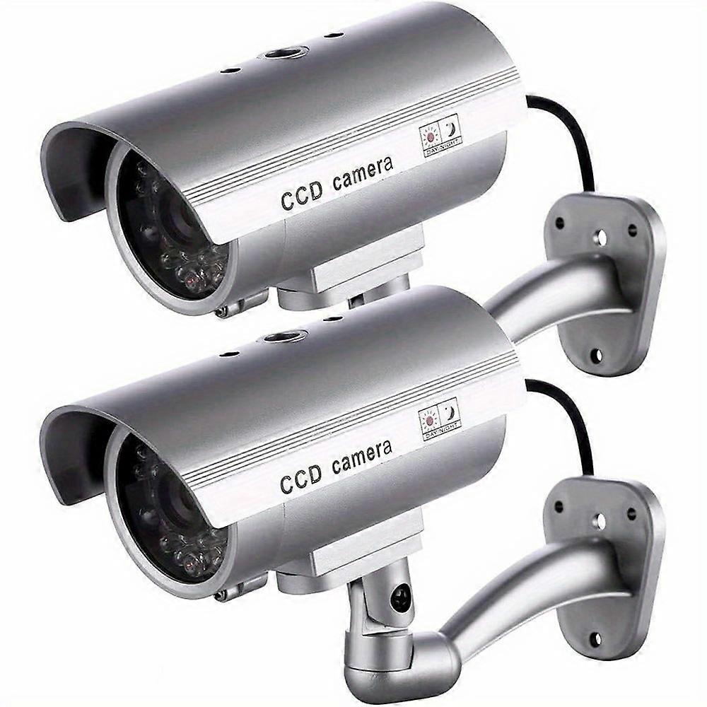 2/4 Packs Dummy Security Camera, Dummy Cameras CCTV Surveillance System With Realistic Simulated LEDs For Home Security Warning Sticker Outdoor Indoor