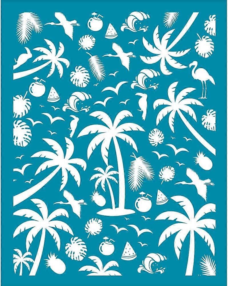 1pc Summer Theme Clay Stencil Coconut Tree Silk Screen Printing Stencils Famingo Pineapple Silk Screen Stencils
