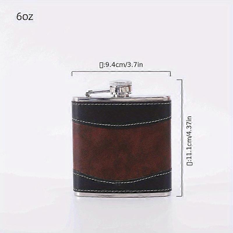 Hip Flask With Imitation Leather Sleeve, Stainless Steel Liquor Flask, Portable Drinking Bottle, For Scotch Bourbon, Whisky, Cognac, Vodka, Gin Tequil