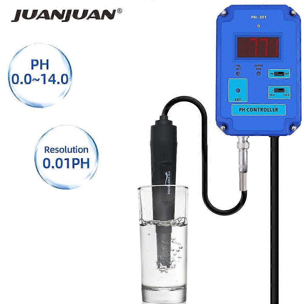 Digital pH Controller Meter Tester with Optional HI/LO Action 0.00~14.00pH Range Replaceable BNC Electrode   30%off