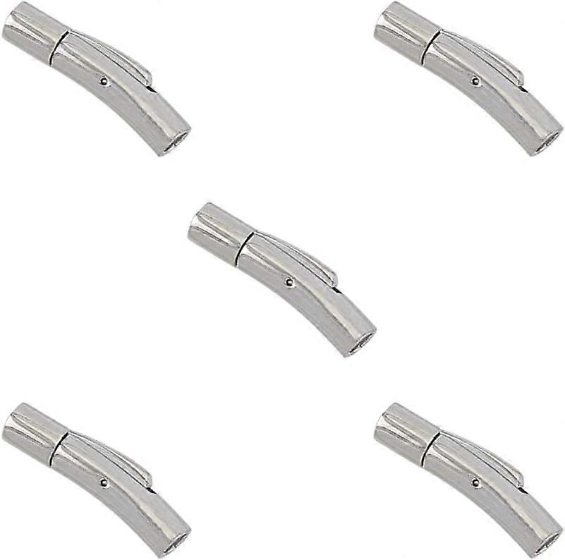 4mm Hole Column Bayonet Clasps 5 Sets Stainless Steel Necklace Clasps Leather Cord End Clasps Connectors for Bracelets Necklaces Buckle Jewelry Making