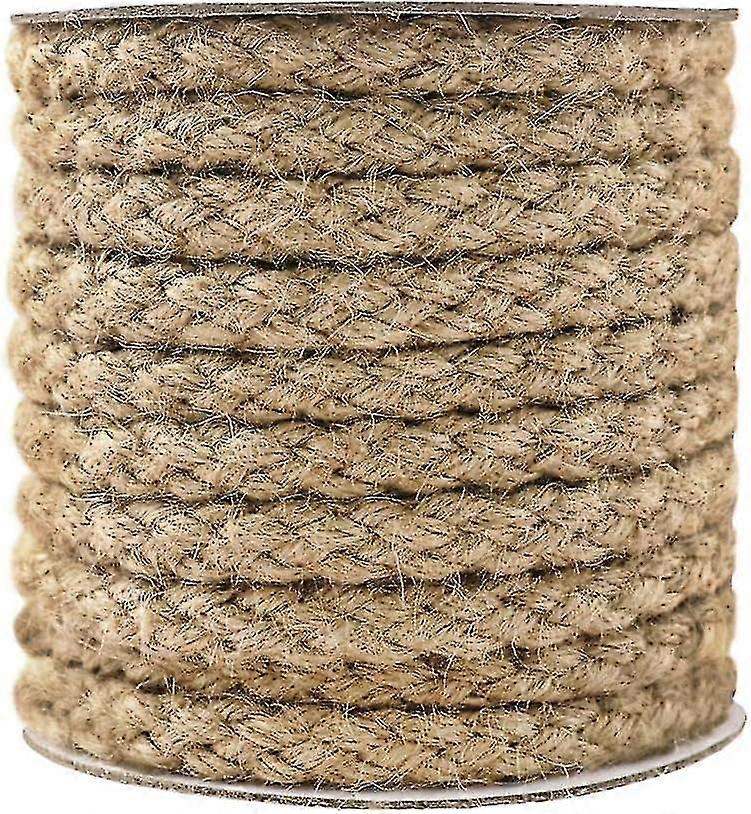 Braided Jute Rope, 50m (8mm) Thick Twine Rope for Crafting, Cat Scratching, Gardening, Bundling and Macrame Projects