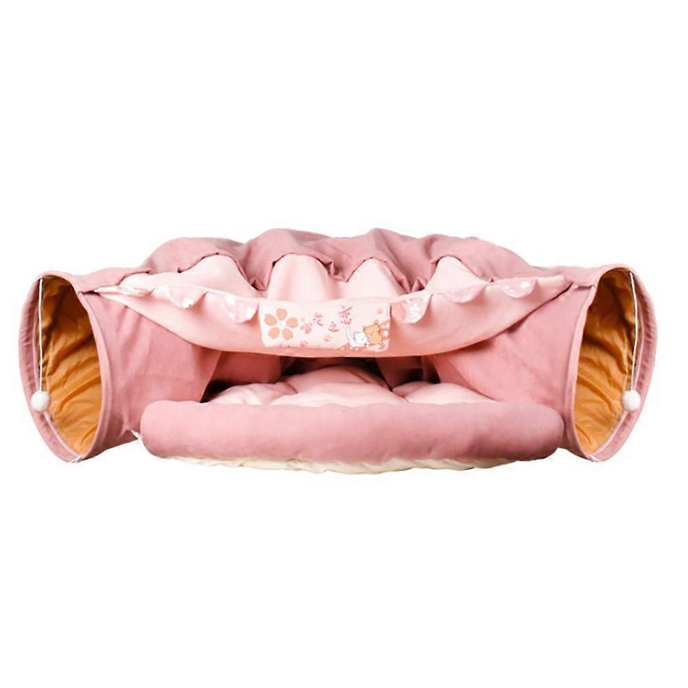 [Yue Xinghui] (Unprocessed Intellectual Property) Cat Toy Foldable Cat Tunnel Cat Channel Rolling Ground Totoro Nest (Pink Vacuum)
