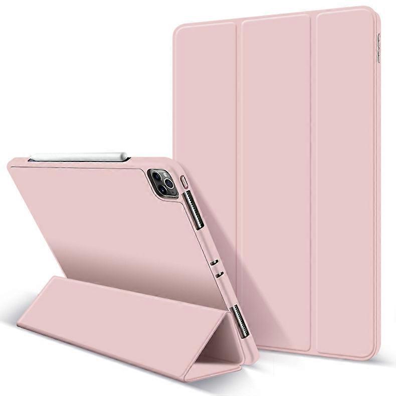 Case For Ipad Mini5 Protective Case Air5 With Pen Slot Tri-fold 12.9-inch Tpu Soft Leather Case