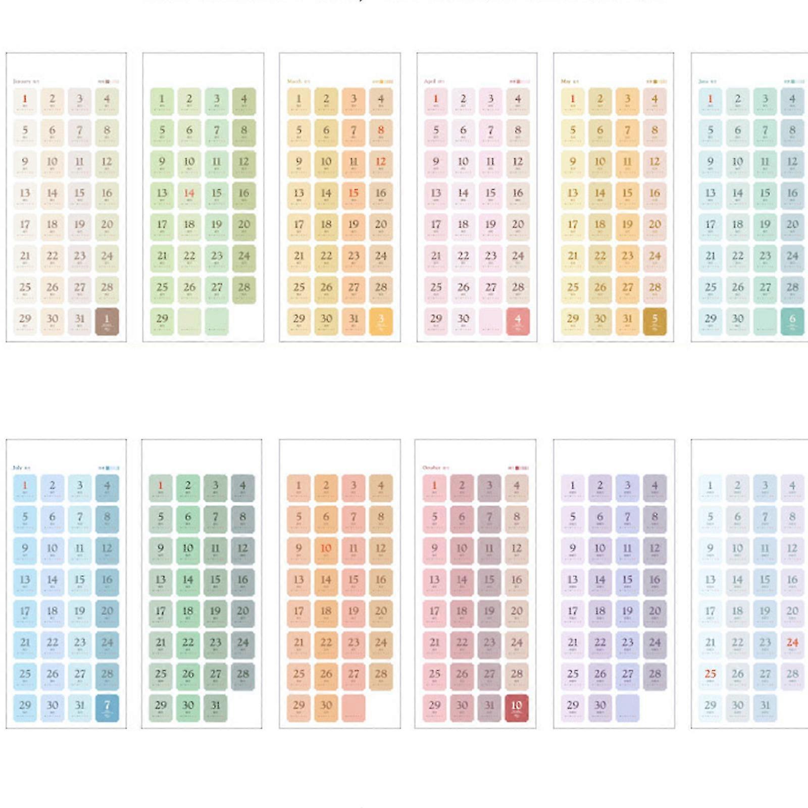 KINCJON Date Sticker New Year For Notebook Planner Durable Waterproof Supplies