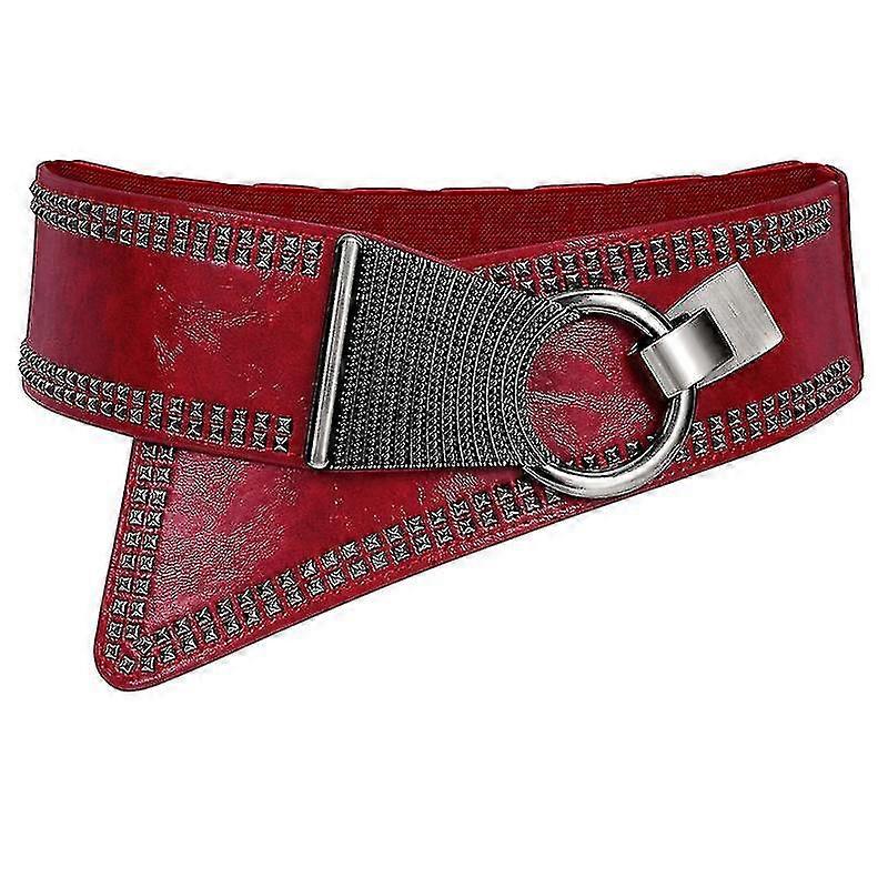 Halloween Belt For Women - Vintage Rivets, Wide Waist Elastic Stretch Belt For Dress
