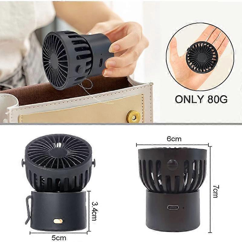 Mini desktop fan, 3-speed adjustable, silent cooling (black)